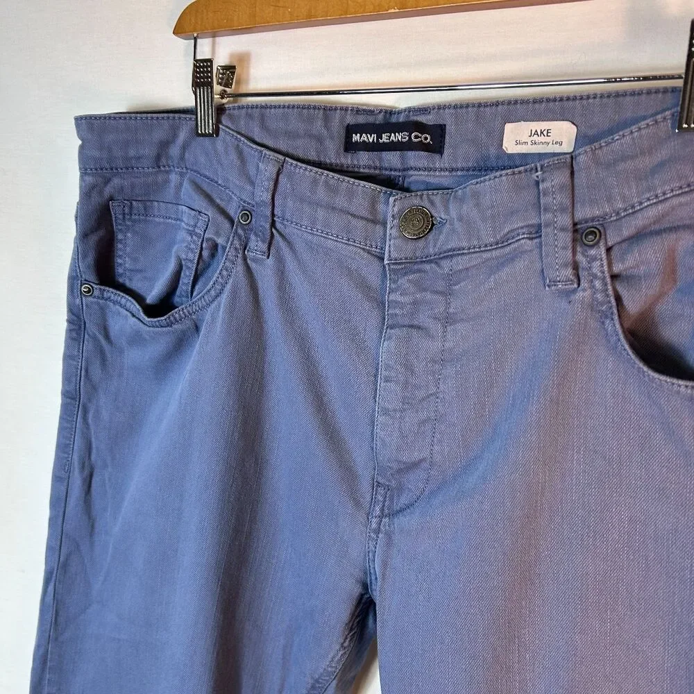Mavi Men's Jake Medium Blue Stretch Twill Slim Fit Jean Style Pants Size 38/31